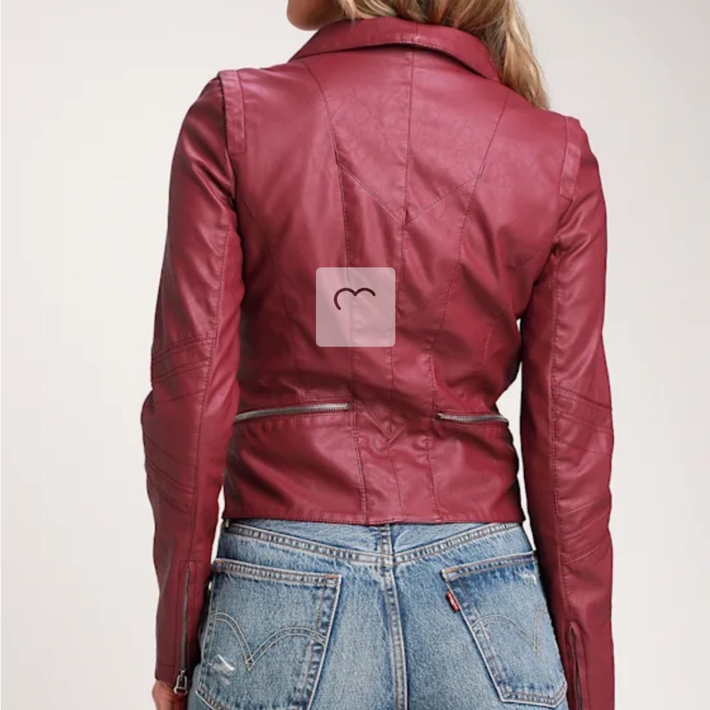 NWT Lulus Up on a Tuesday Burgundy Vegan Leather Jacket - Picture 4 of 4